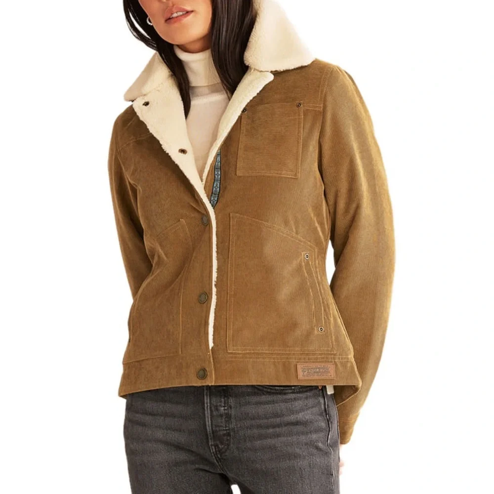 Pendleton Women's Tan Corduroy Jacket with Shearling Collar Small saddle - Picture 2 of 6